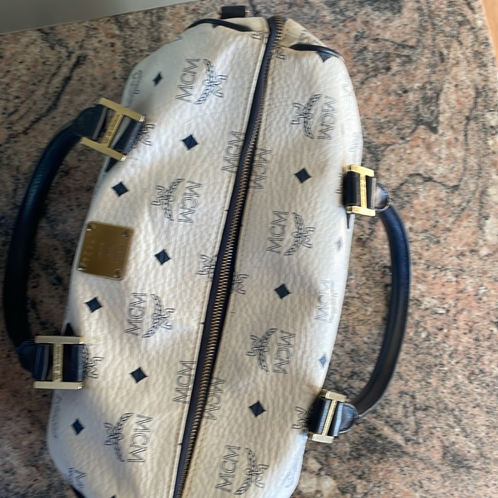 Authentic MCM Vintage Coated Canvas Boston Bag - Picture 6 of 11